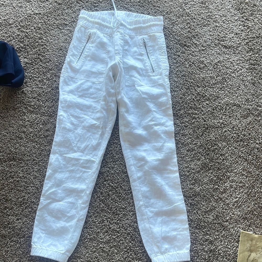 ATHLETA CABO LINEN JOGGERS COLOR WHITE SIZE 0